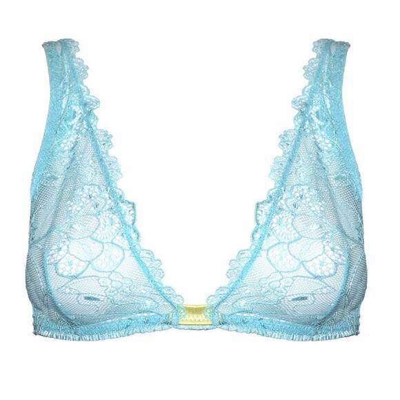 NEW Mimi Holliday L Summer Sorbet Soft Cup Bra Lace Blue Green Silk Adjustable - Picture 1 of 10